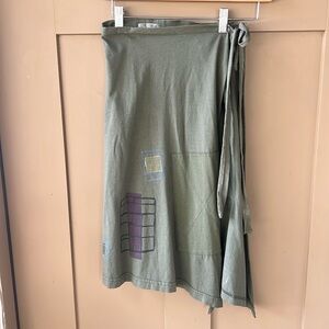 Blue Fish Vintage New w Tag One Size Green Grid Patch Wrap 100% Organic Cotton